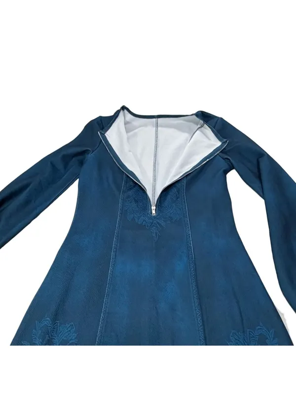 Women's Denim Look Zip Front Aline Swing Dress Size XS #260397 - Image 4