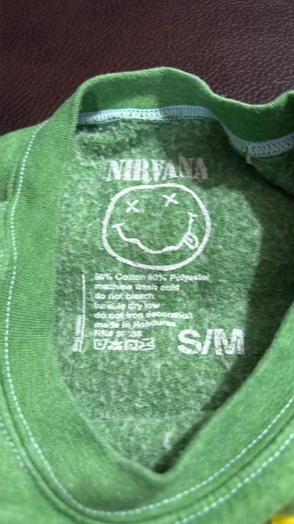 Green Nirvana Urban Outfitters Sweatshirt Oversized Crewneck S/M - Image 2