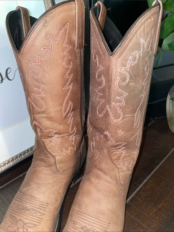 Old West SCL 7014 Leather Women's Western Cowgirl Heeled Boots Size 8 - Image 7