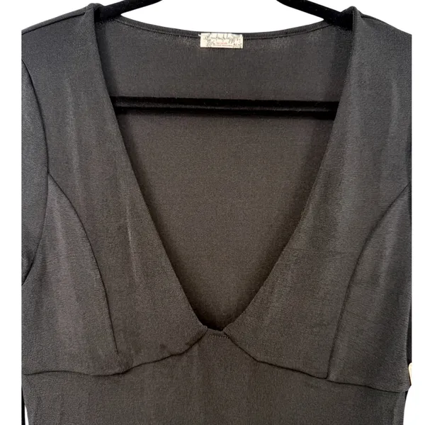 NWT Free People Intimately Black Long Sleeve Deep V-Neck Babydoll Top Size Large - Image 5