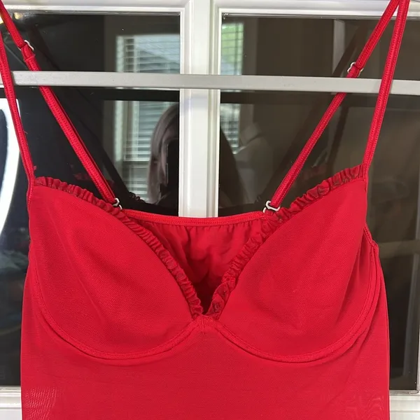 LEONISA Sexy Red Stretch Chemise Nightie Lingerie Size Medium‎ - Image 3