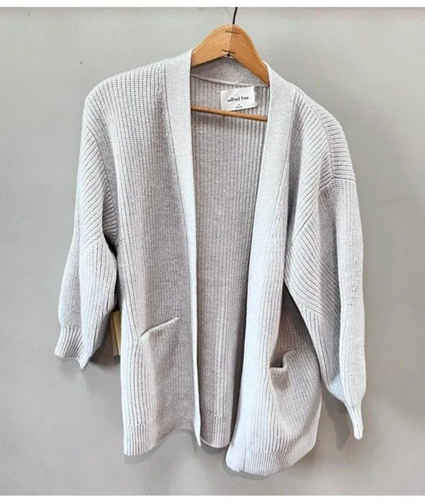 Aritzia Wilfred unwind grey gray heavy knit cardigan - Image 2