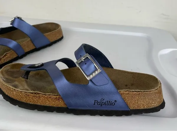 Birkenstock Papillio Metallic Purple Blue 2 Strap Thong Sandals Sz 39 / US 8 - Image 5