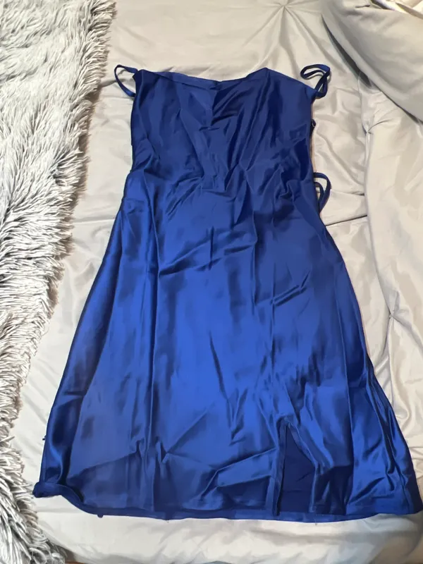 SheIn Blue Satin Mini Dress - Image 7