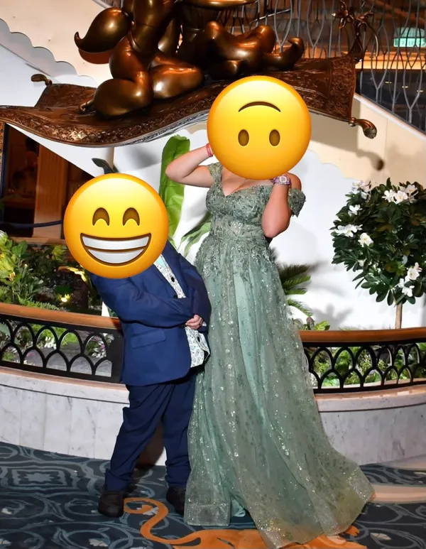 Green Sparkly Formal B.Darlin Ballgown - Image 2