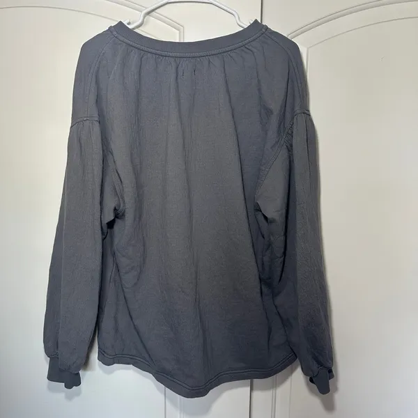 Aerie Easy Street Sweatshirt Gray Oversized V-Neck Pullover XS Breathable Cotton - Image 6
