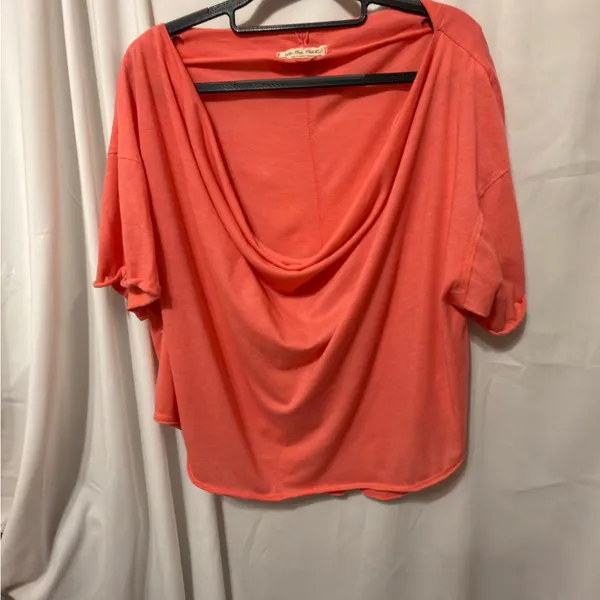 We The Free NWOT Free People Just Chill Slouchy Draping Top Size Large, Tangerine - Image 3