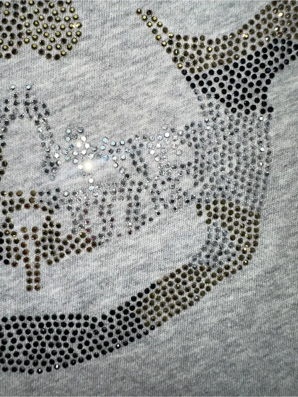 Zadig & Voltaire Gray Woman’s T-Shirt with Metallic Camo Skull Size Lg - Image 11