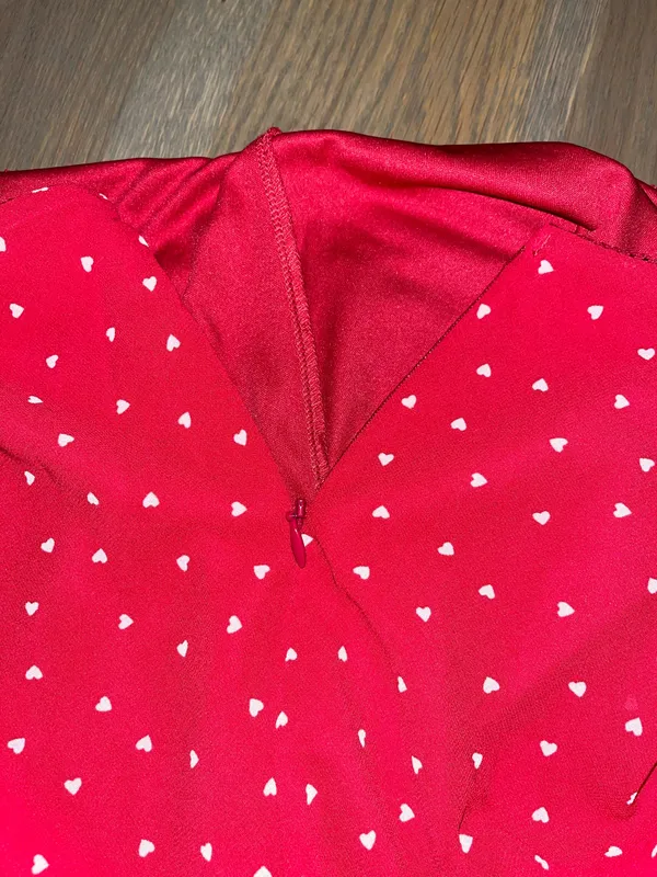 A New Day NWT Wild Fable Red Heart Print Ruffle Midi Skirt XS Coquette Romantic - Image 8