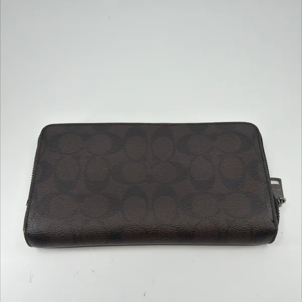 Coach Accordion Zip Brown/Black Signature Coated Canvas Wallet - Image 4
