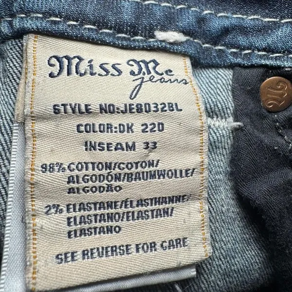 Miss Me blue bootcut embellished low rise jeans JE8032BL Size 26 - Image 6