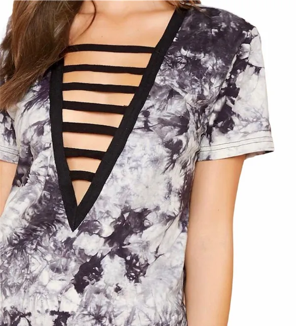 SheIn Ladder Neck Tie Dye Tee - Image 4