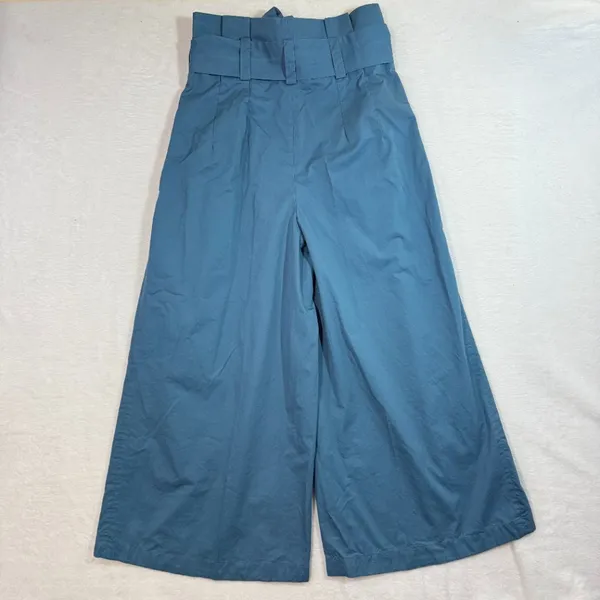 Zara Woman XS Teal Paperbag Wide Leg‎ Pant Tie Belt Minimalist Chic Summer Vaca - Image 7