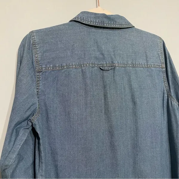 J Crew Chambray Shirt Dress Essential Long Sleeve Cotton Small - Image 7