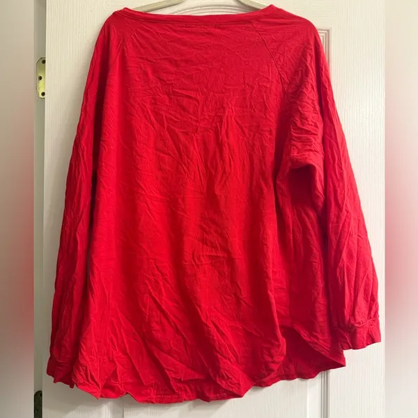 Chic Soul Red Valentines Sequin Curved Hem Slouchy Dolman Tunic - size 1x - Image 5