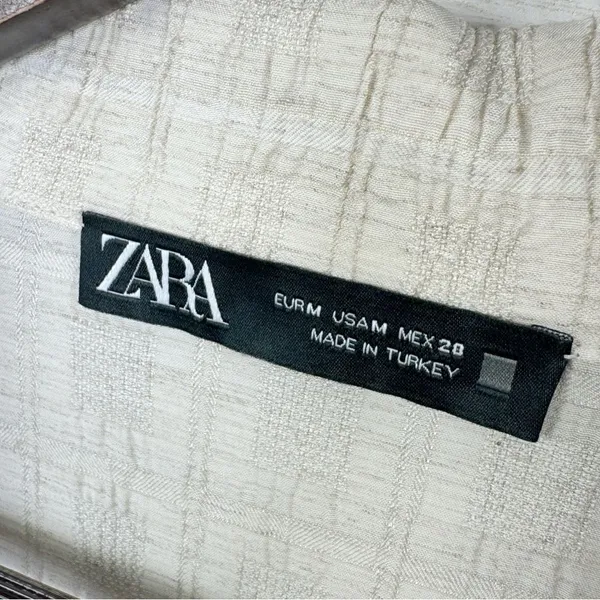 Zara Crinkled Look Slouchy‎ Blazer Tan Medium Linen Blend Double Breasted - Image 10