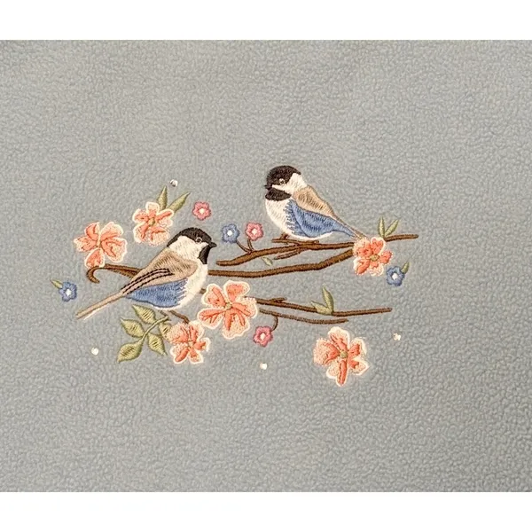 Vintage 90s Bonnie Evans Petites Bird Embroidered Double Collar Fleece Petite M - Image 5