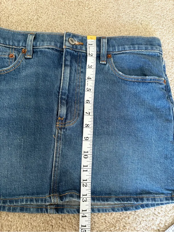 Abercrombie and fitch denim blue mini jean mid rise summer festival short sz 28 - Image 13