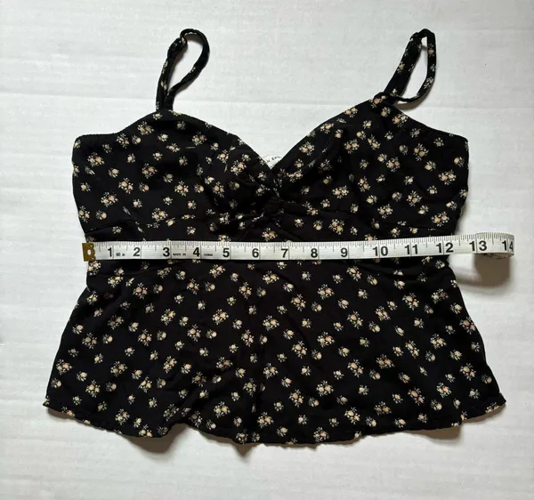 American Eagle XS Black Floral Babydoll Top w/ Adjustable Straps - Image 5