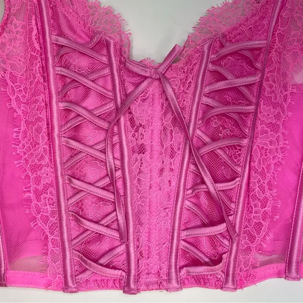Victoria's Secret Dream Angels Pink Lace Unlined Non Wired Corset Bra Top Size S - Image 5