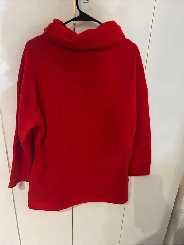Cozy Red Funnel Neck Women's Sweater Size L - Image 4