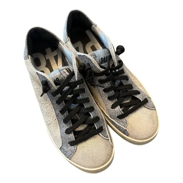 P448 John Panama‎ Sneakers Women 38 US 7.5 Gold Metallic Distressed Leather - Image 2