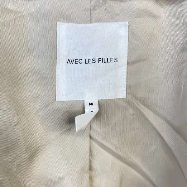 Avec Les Filles Faux Leather Vegan Diamond Quilted Coat Womens M Neutral new - Image 11