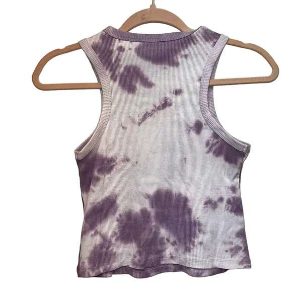 Coca Cola Fanta Orange Graphic Tank Top Purple Tie Dye Ribbed Crop Tank S/M NWOT - Image 2
