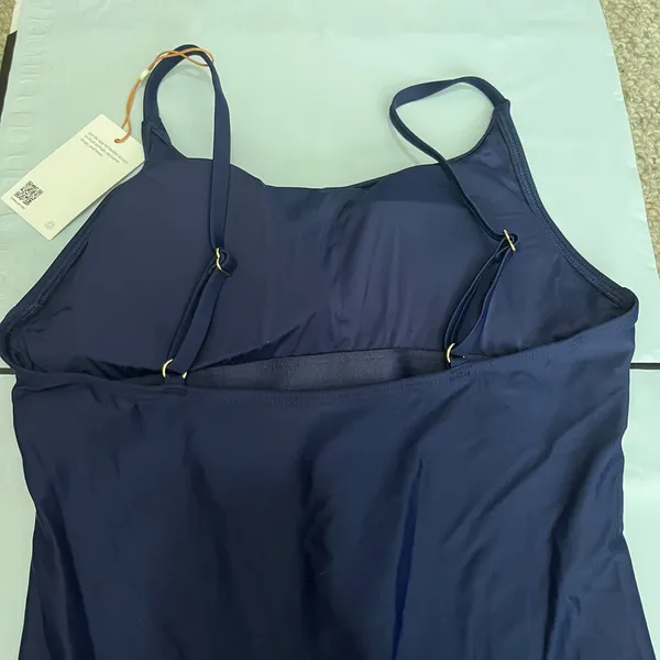 New Quince Italian Cami One Piece Womens Swimsuit Deep Navy Blue Size Large - Image 6