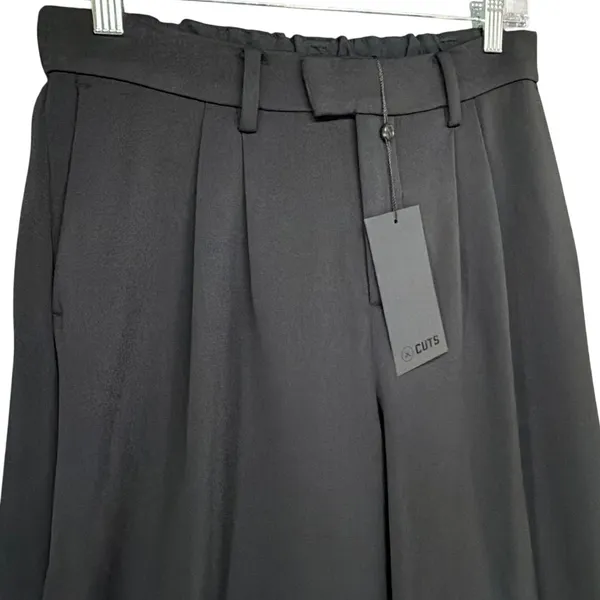 Cuts Clothing Essential Pant S Short Black Pleated Wide Leg Business Trouser NEW - Image 3