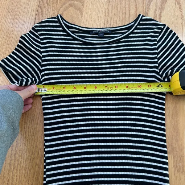Brandy‎ Melville Black White Striped Ribbed Knit Short Sleeve T-Shirt Dress OS - Image 5