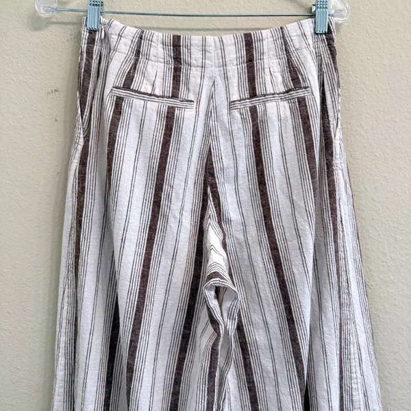 Anthropologie Chiara Corseted Wide Leg Pants Brown Motif Size 0 Linen Cotton - Image 9
