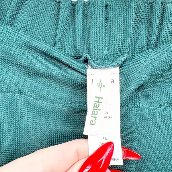 Halara Womens High Waisted Wide Leg Waffle Knit Work Pants Forest Green Size S - Image 5