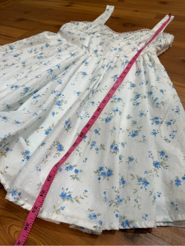 Altar'd State Maya Blue Floral Swiss Dot Open Back Bow Mini Dress NWT XL - Image 12