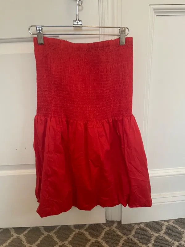 Simo Miller Red Via Smocked Mini Dress Size M! - Image 5