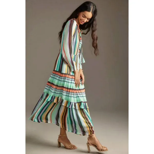 Anthropologie Marais Maxi Tiered Dress Printed Chiffon - Image 2