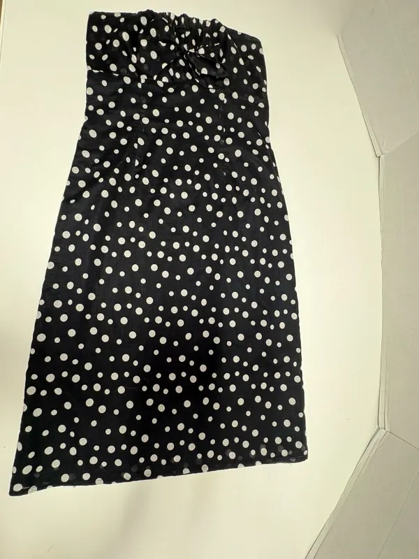 Jill Michelle Black Ad‎ White Polka Dot Strapless Midi Dress - Size 8. - Image 6