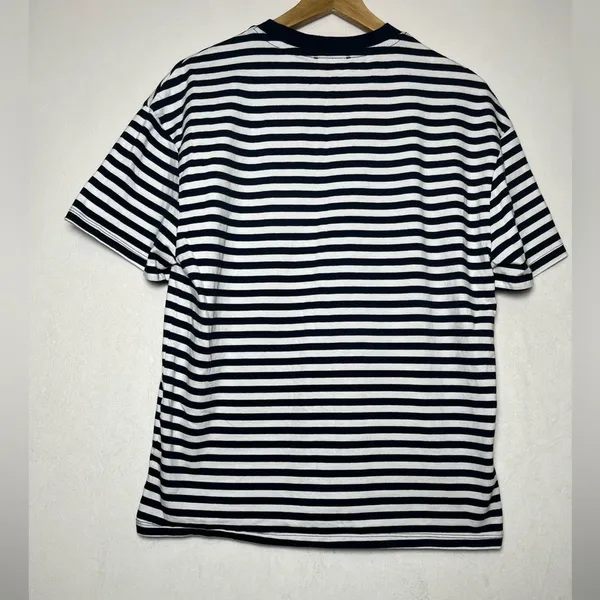 Bershka NEW Navy White Striped Casual Coastal Basic Shirt Women’s Size Small - Image 4