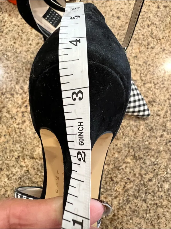 White House Black Market Gianna Gingham Ankle Strap Pumps 8.5 Black White - Image 8