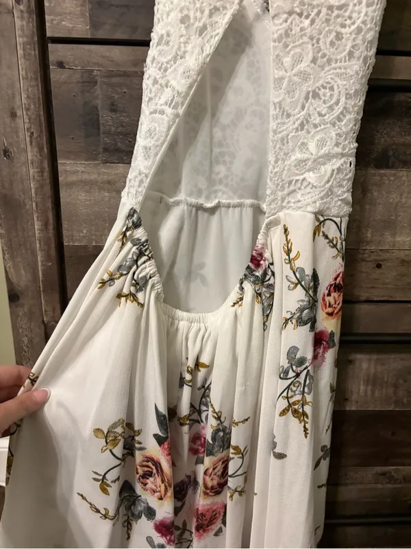 ROMWE White Lace Bodice Floral Dress - Image 5