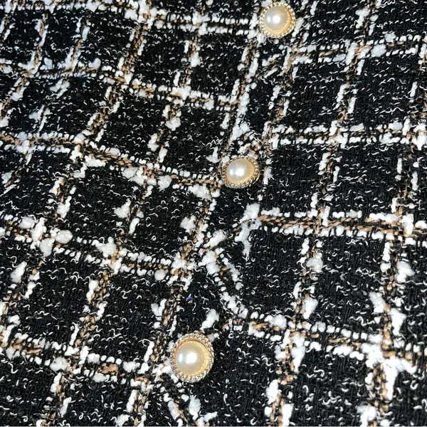NWT J.ING Chic Black White Gold Tweed Plaid Sequins Mini Skort Skirt Size S - Image 6