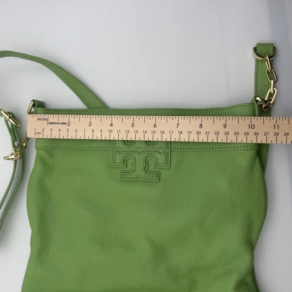 Tory Burch Crossbody Bag Green Pebbled Leather Preppy Classic Colorful Designer - Image 13