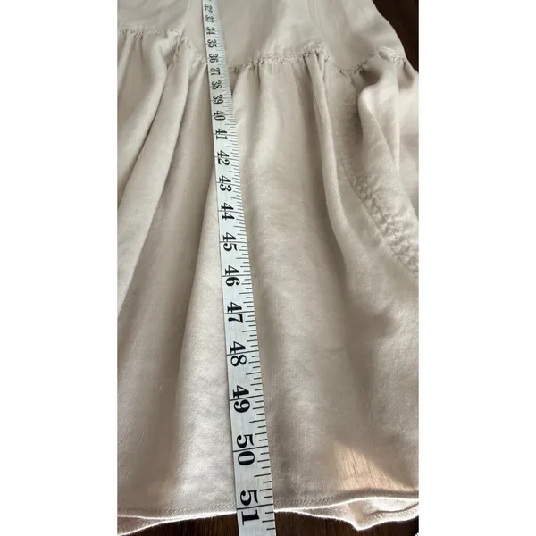 Hunter Bell Linen Blend Midi Dress M Natural Puff Sleeve V Neck Cottagecore - Image 12