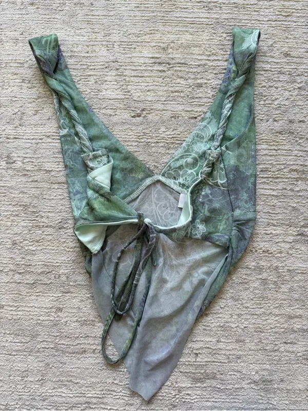 Tiger Mist Sage Green Lace-Trim Wrap Cami (Size XS) - Image 4