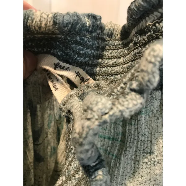 Free People Boho ElasticWaist Drawstring Green-Multi Color Pants EUC - Image 4