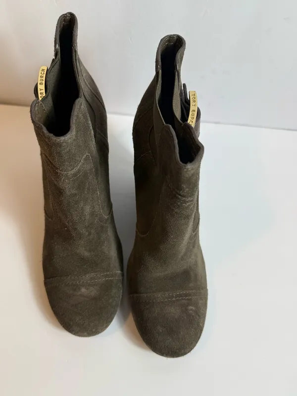 Tory Burch Adrienne Suede Wedge Ankle Booties‎ Taupe Brown Size 7M - Image 6
