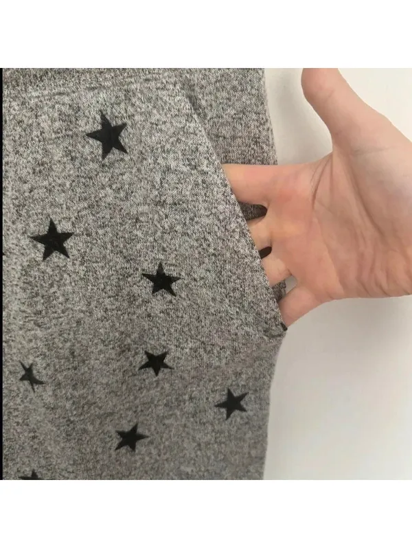 Lucky Brand Gray Star Print Lounge Sleep Shorts Drawstring Size L Soft - Image 3