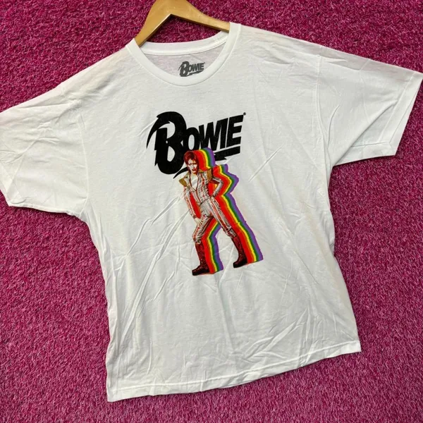 David Bowie Ziggy Stardust Rainbow Starman Rock Tee XL - Image 3
