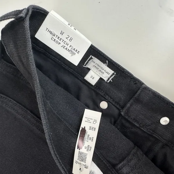 Madewell The Flare Crop Jean in Super Stretch Denim Black Frost US 28 NWT - Image 12