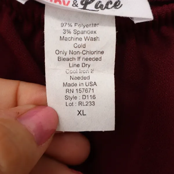 Ruby & Lace Dress Women's XL Burgundy Ruffle Off Shoulder Excellent - Image 3